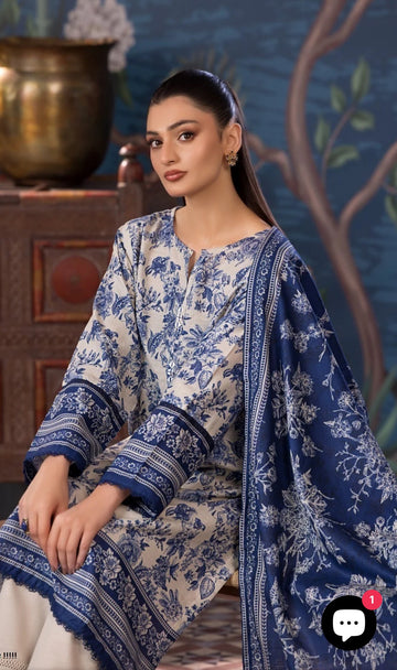 Blue Printed cotton Pakistani suit