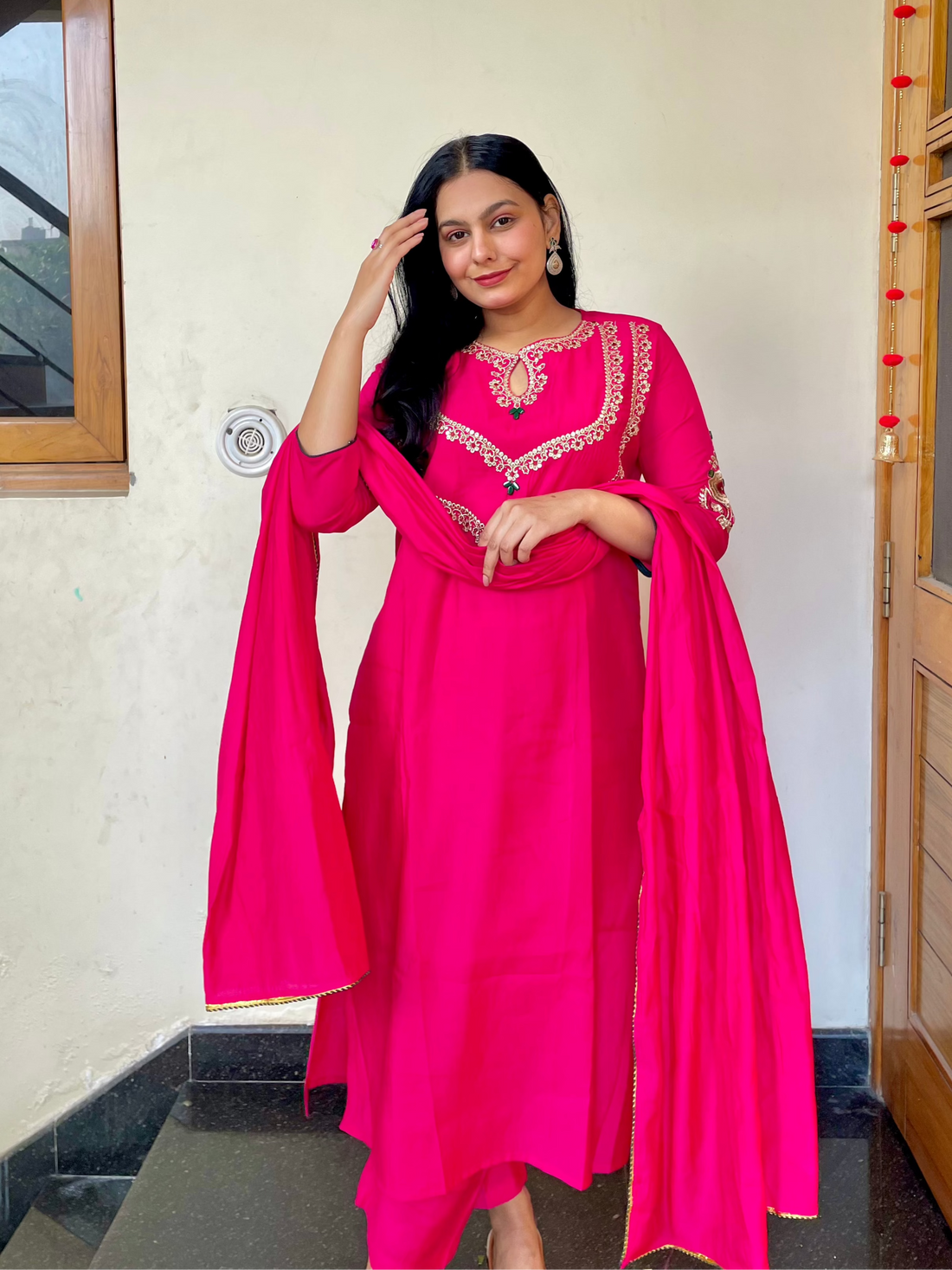 Full Embroidery 3 Piece Set With Ombre Dupatta