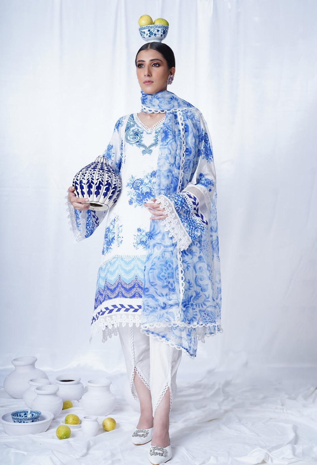 Elegant Ink Blue Printed Kurta Set