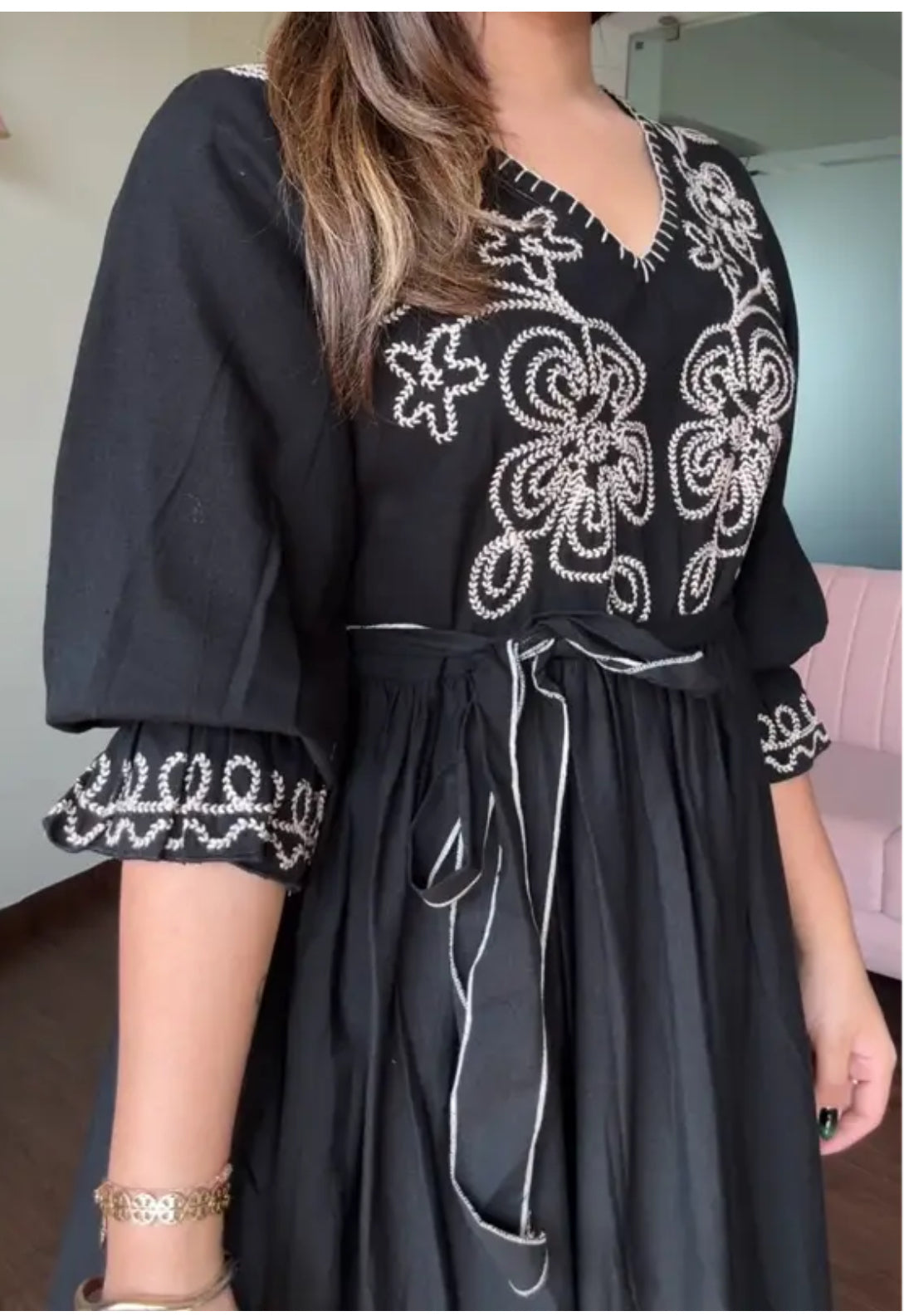 Midi style emrodry kurta