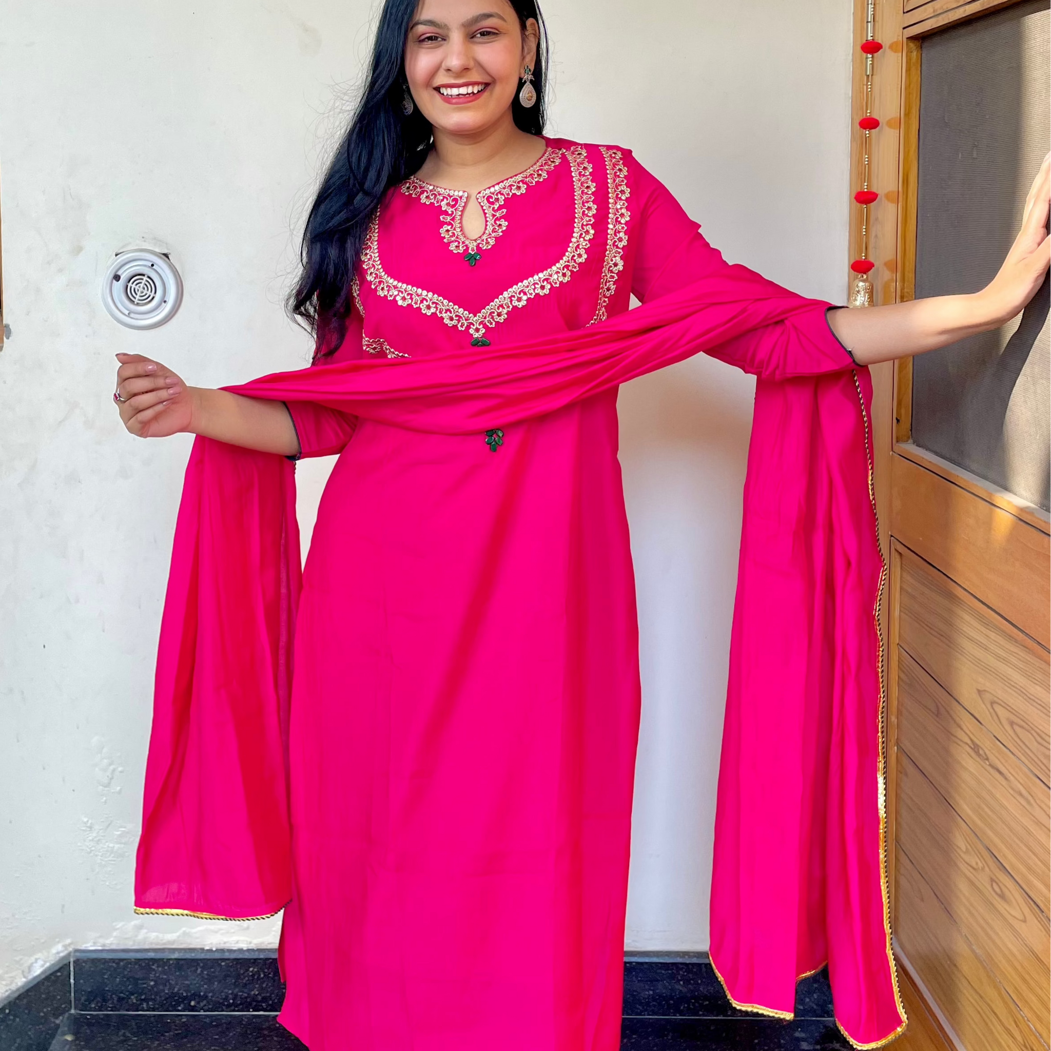 Full Embroidery 3 Piece Set With Ombre Dupatta